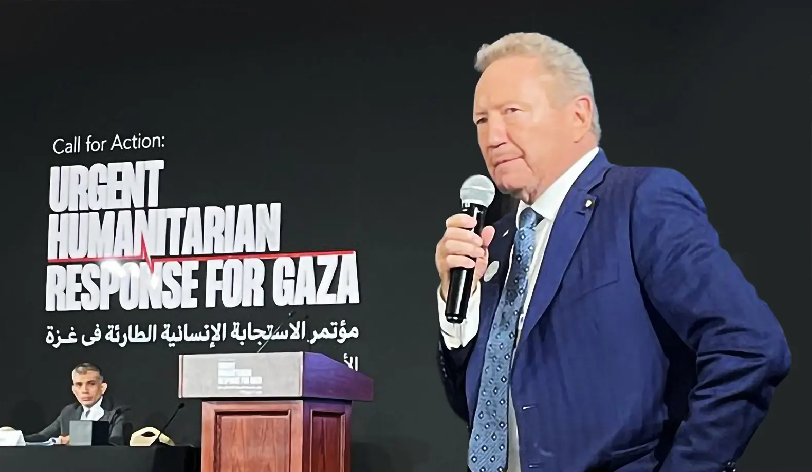 Dr Andrew Forrest announcing a secure and efficient two-pronged package aid to Gaza.